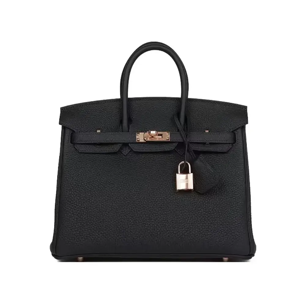Front view of Hermes Birkin 30 Bag in Epsom Leather Black Gold hardware