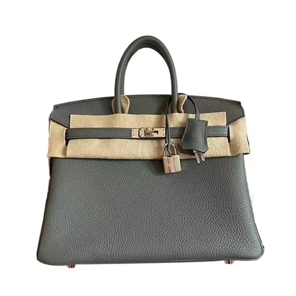 Front view of Hermes Birkin 30 Bag in Epsom Leather Grey