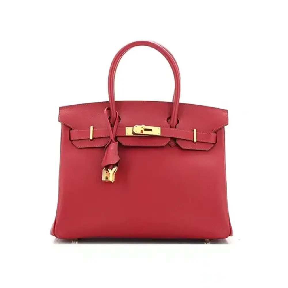 Hermes Birkin 30 Bag in Epsom Leather with Gold Hardware-Red/Gold