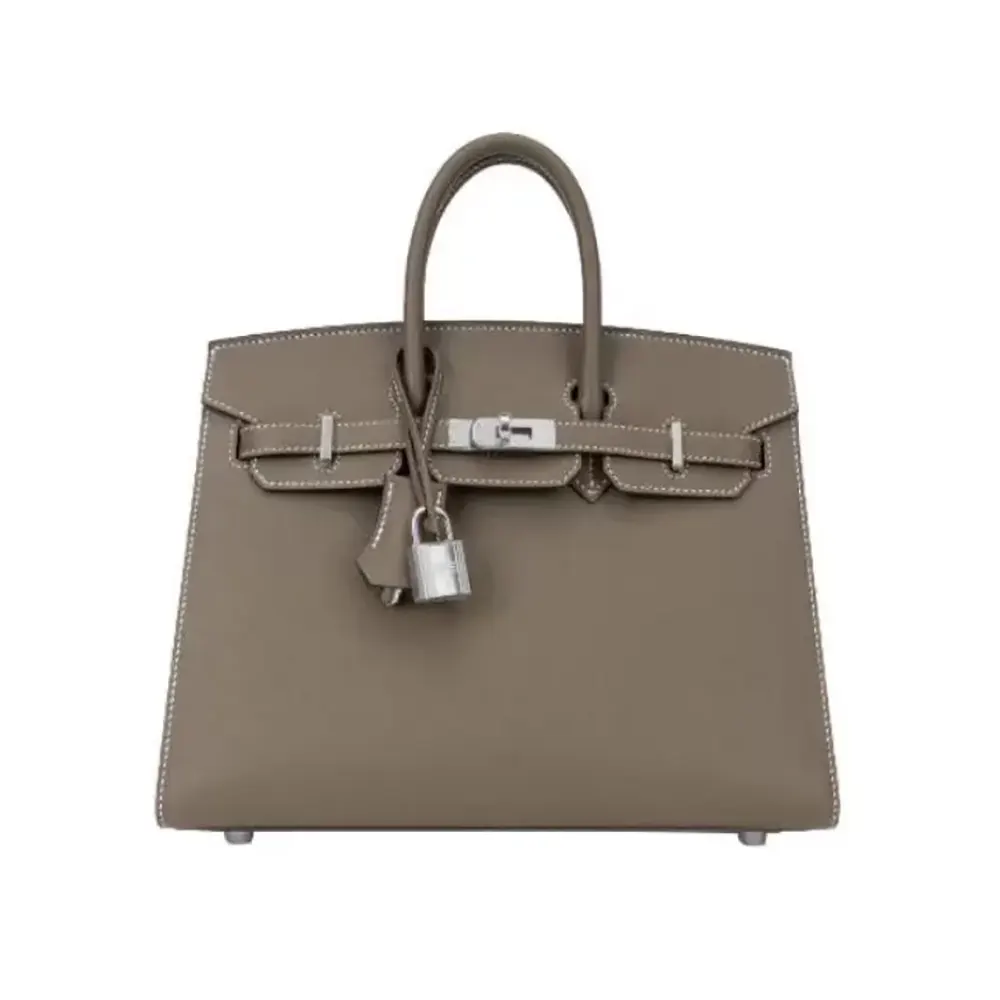 Front view of Hermes Birkin 30 Bag in Epsom Leather Gray