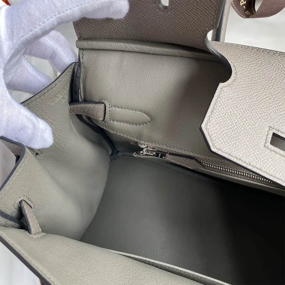 Hermes Birkin 30 Bag in Epsom Leather with Silver Hardware-Gray - image 9