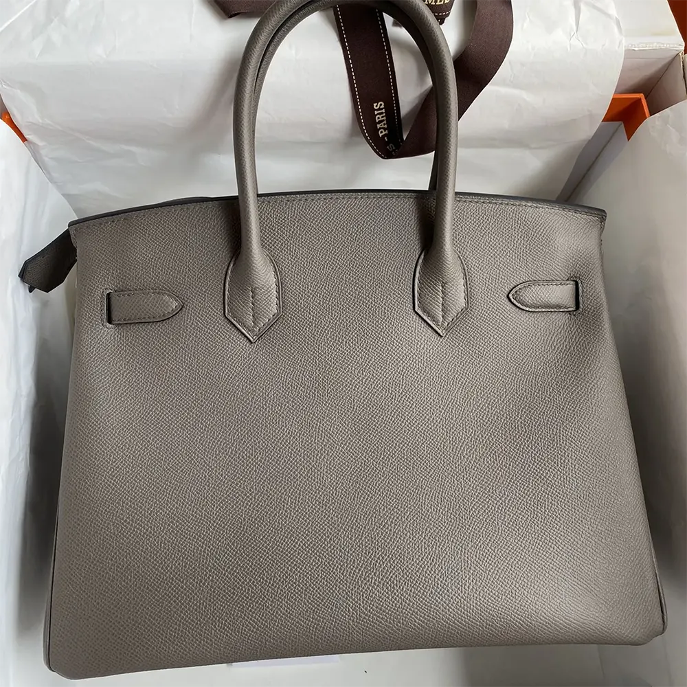 Side profile showing structured silhouette of Hermes Birkin 30 Bag