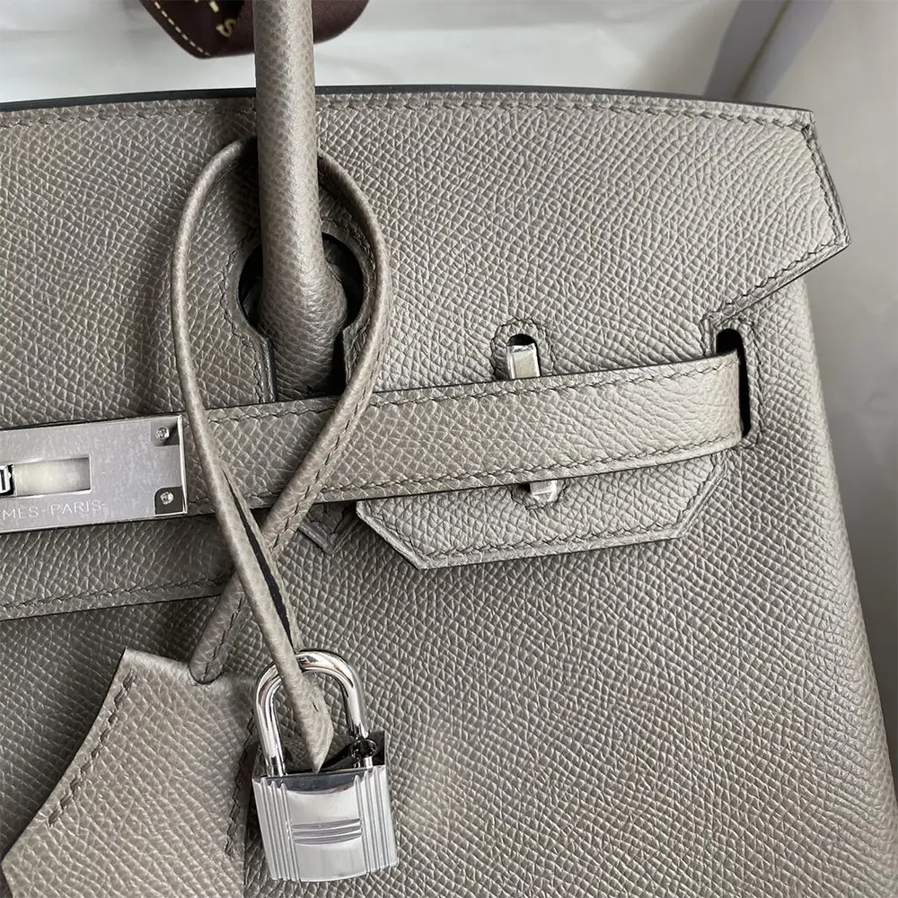 Hermes Birkin 30 Bag in Epsom Leather with Silver Hardware-Gray - image 5