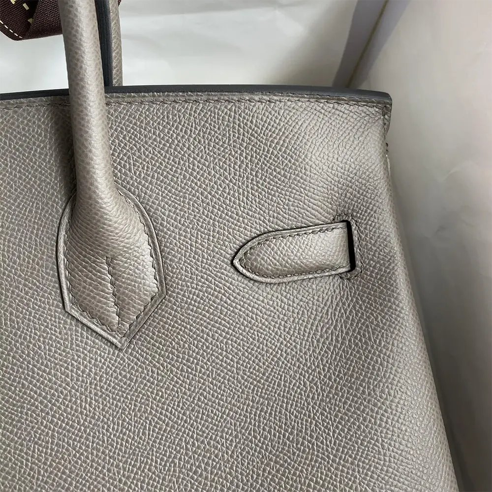 Hermes Birkin 30 Bag in Epsom Leather with Silver Hardware-Gray - image 6