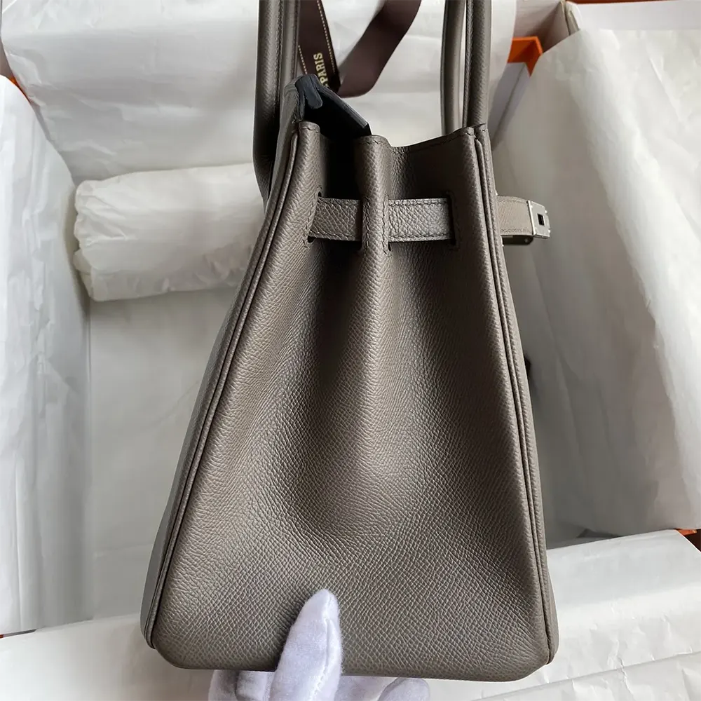 Hermes Birkin 30 Bag in Epsom Leather with Silver Hardware-Gray - image 4