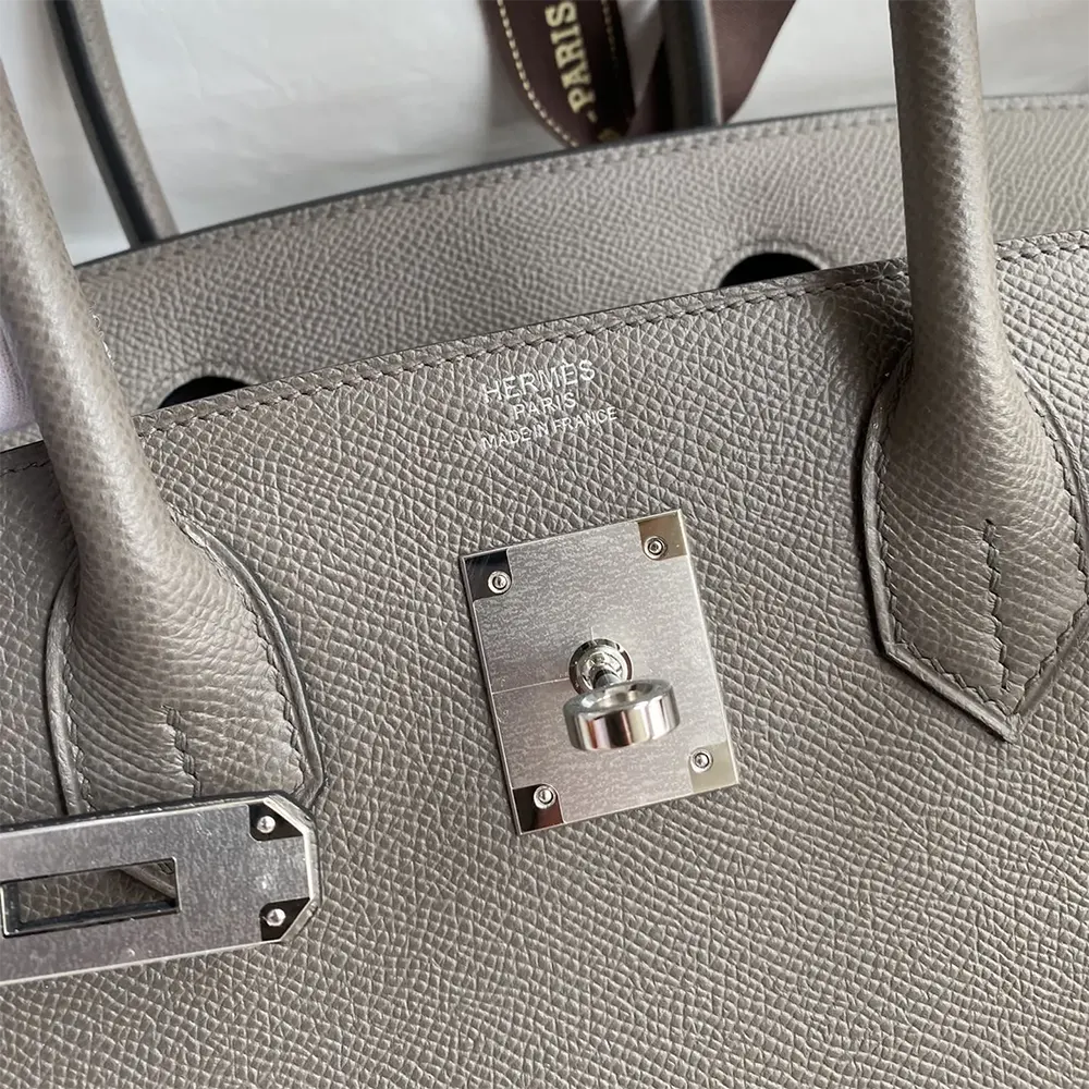 Hermes Birkin 30 Bag in Epsom Leather with Silver Hardware-Gray - image 7