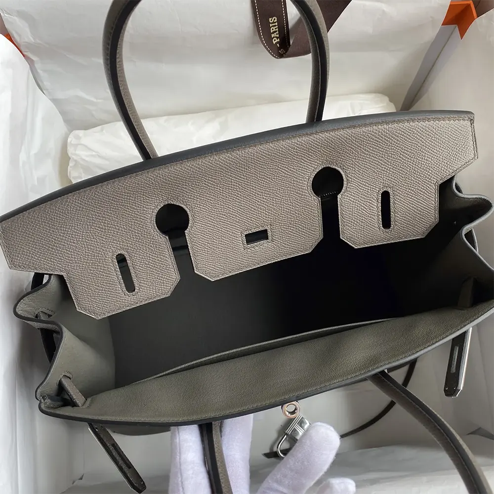 Hermes Birkin 30 Bag in Epsom Leather with Silver Hardware-Gray - image 8