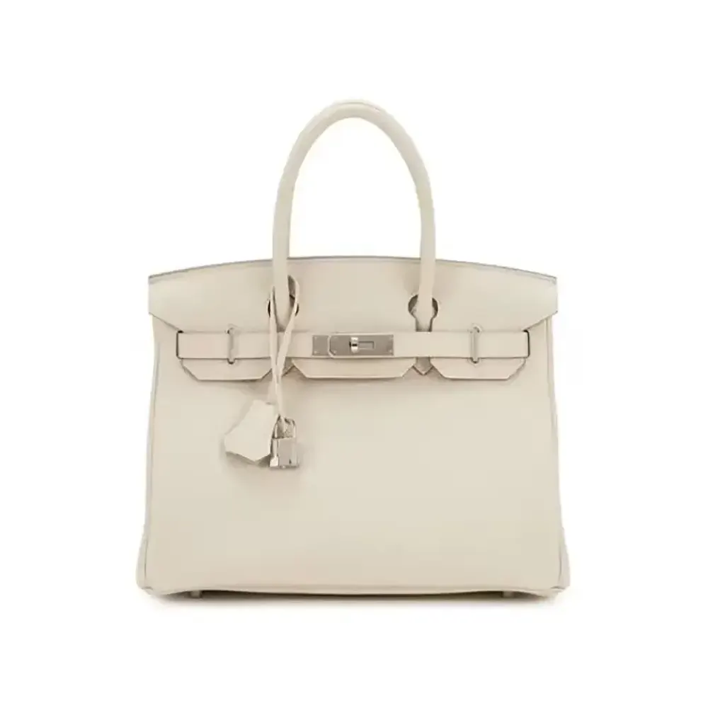 Hermes Birkin 30 Bag in Epsom Leather with Silver Hardware-White/Silver