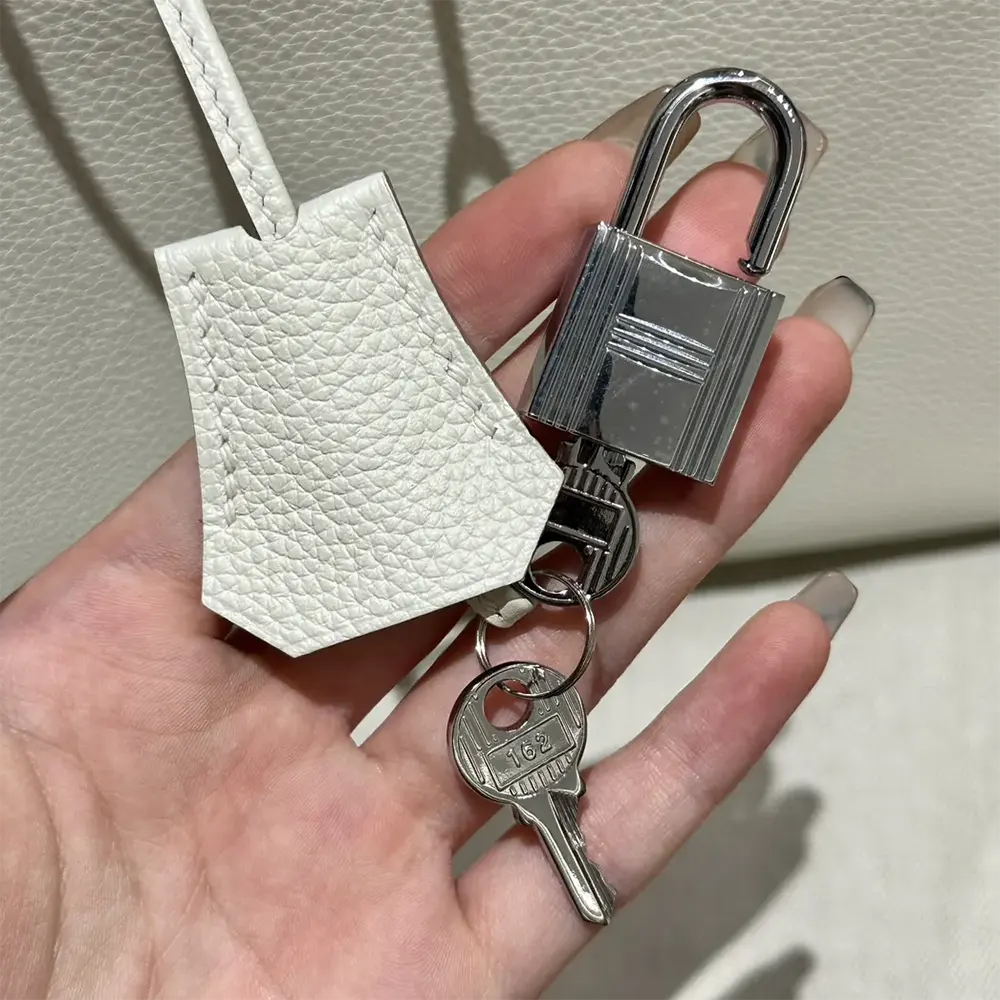 Hermes Birkin 30 Bag in Epsom Leather with Silver Hardware-White/Silver - image 8