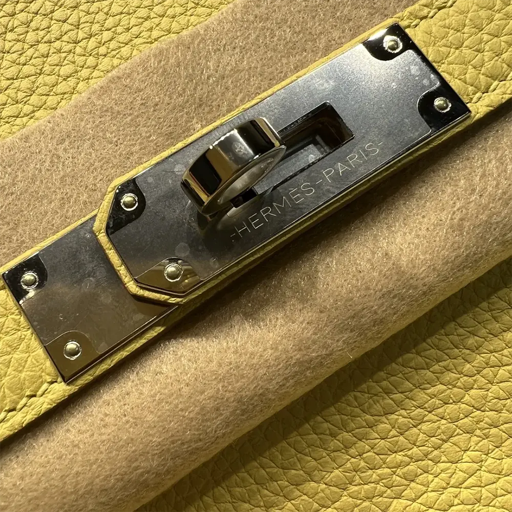 Hermes Birkin 30 Bag in Epsom Leather with Silver Hardware-Yellow/Silver - image 8