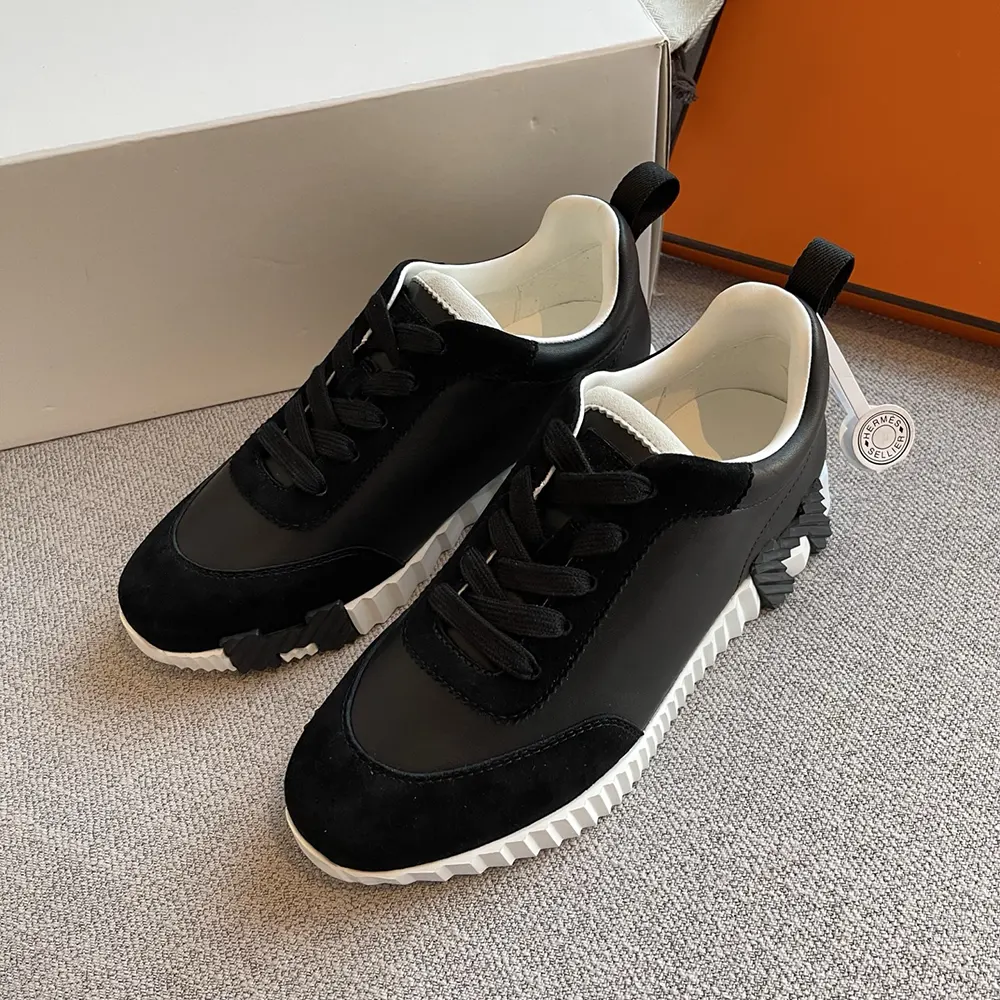 Top-down view highlighting lace-up closure on Hermes Unisex Bouncing Sneaker