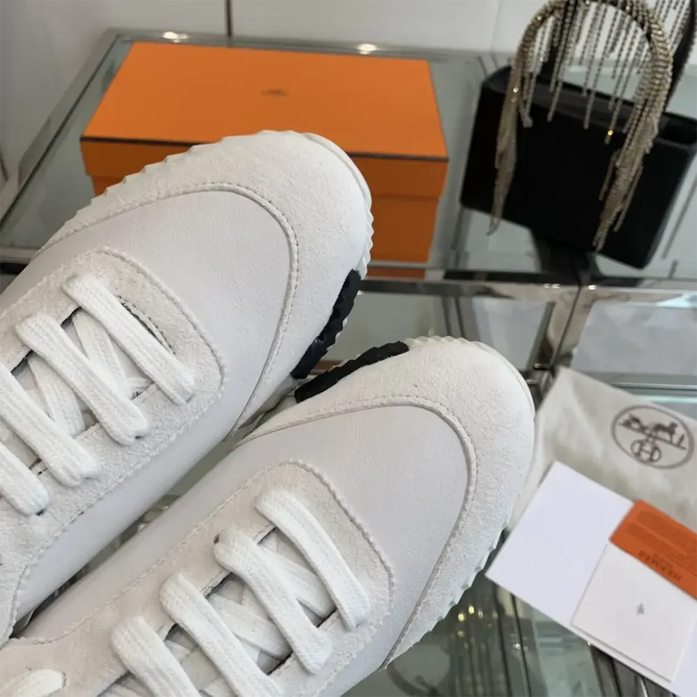 Hermes Unisex Bouncing Sneaker-White/Black H242250Z - image 8