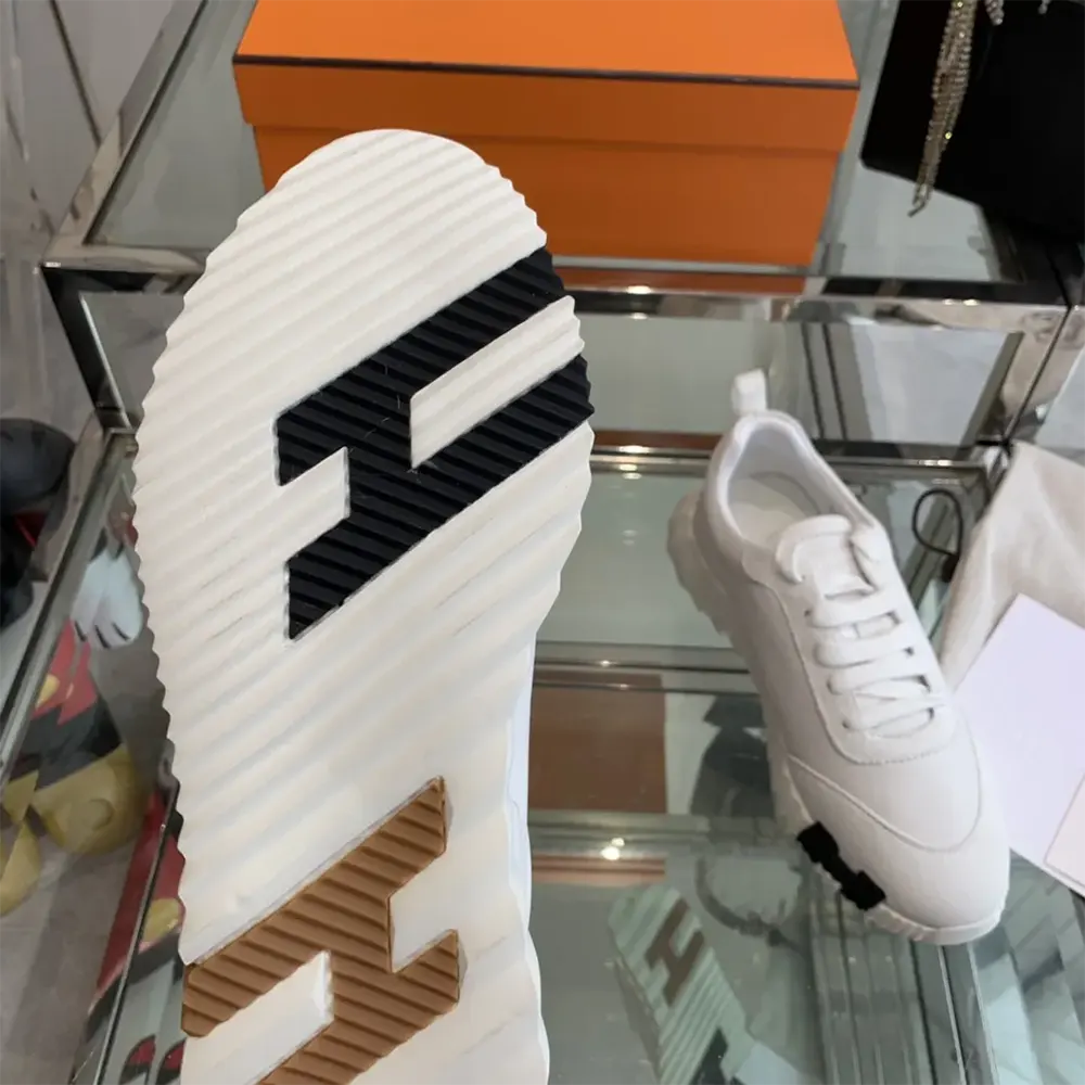 Hermes Unisex Bouncing Sneaker-White/Brown H241202Z - image 10