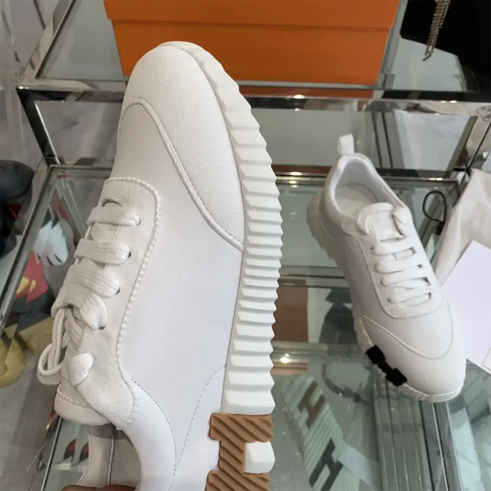 Hermes Unisex Bouncing Sneaker-White/Brown H241202Z - image 7