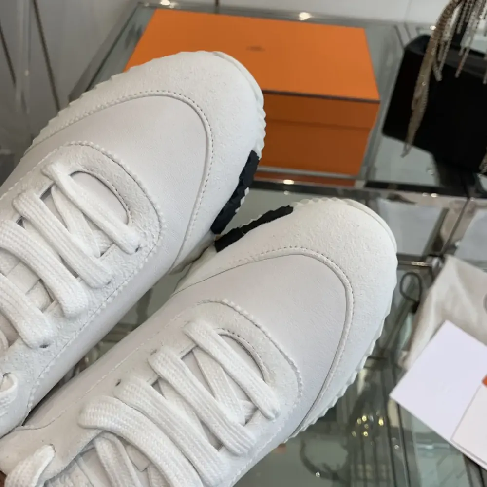 Hermes Unisex Bouncing Sneaker-White/Brown H241202Z - image 9