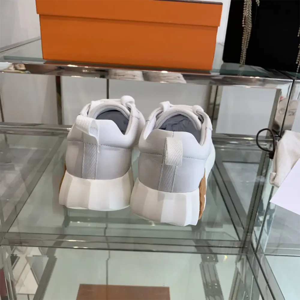 Hermes Unisex Bouncing Sneaker-White/Brown H241202Z - image 5