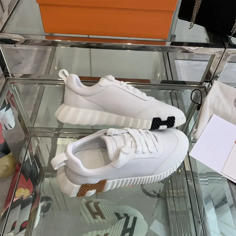 Hermes Unisex Bouncing Sneaker-White/Brown H241202Z - image 4