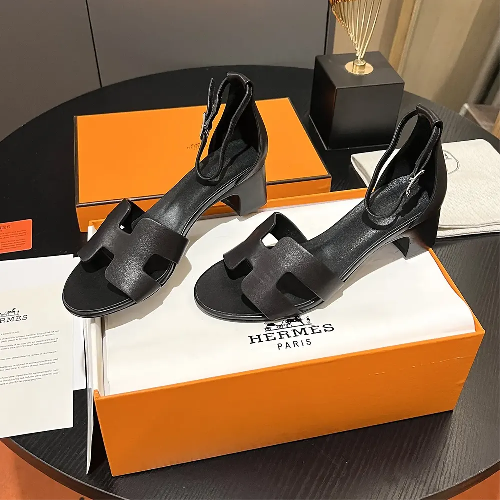 Hermes Women Encens 50 Sandal-Black H221119Z - image 4