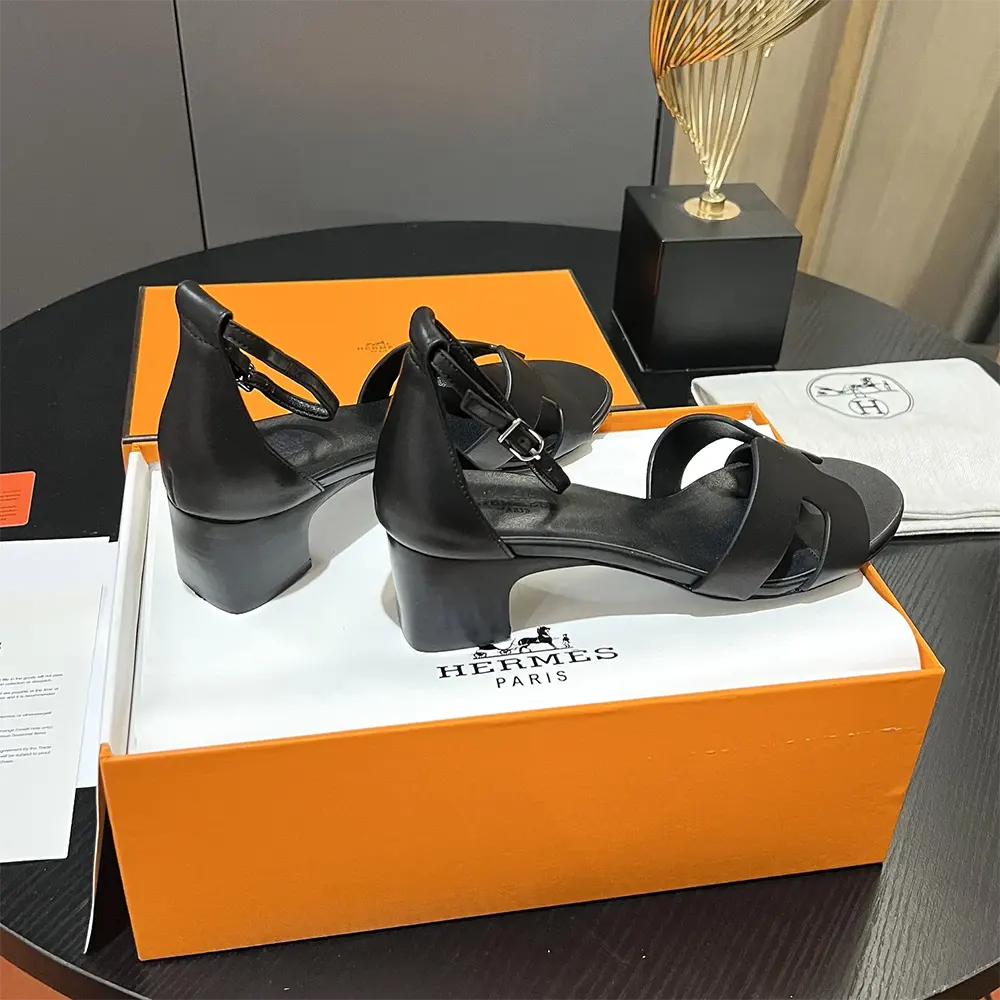 Hermes Women Encens 50 Sandal-Black H221119Z - image 7