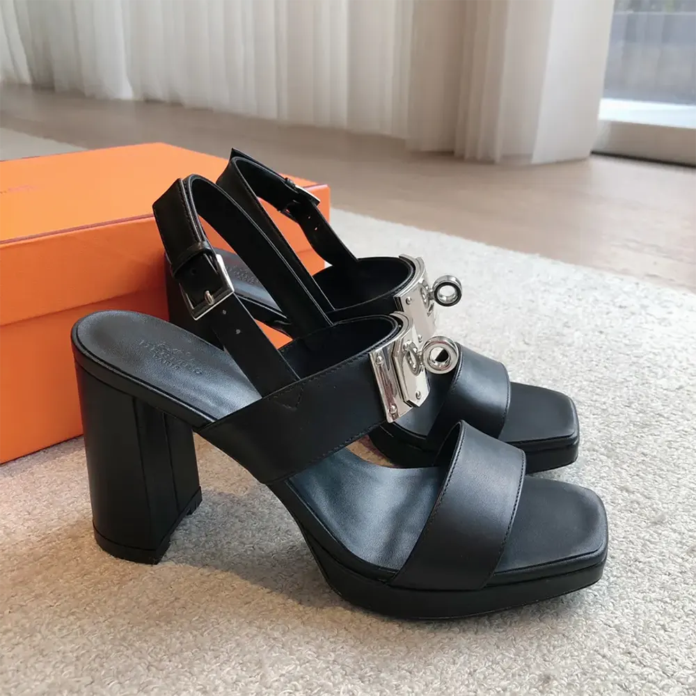 Hermes Women Ilona 90 Sandal-Black H241153Z - image 4
