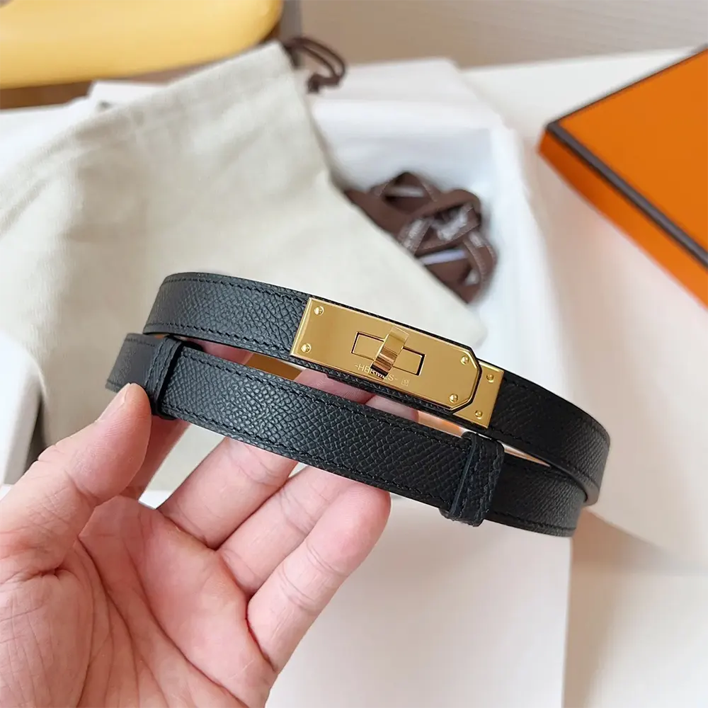 Hermes Women Kelly 18 Belt-Black - image 4