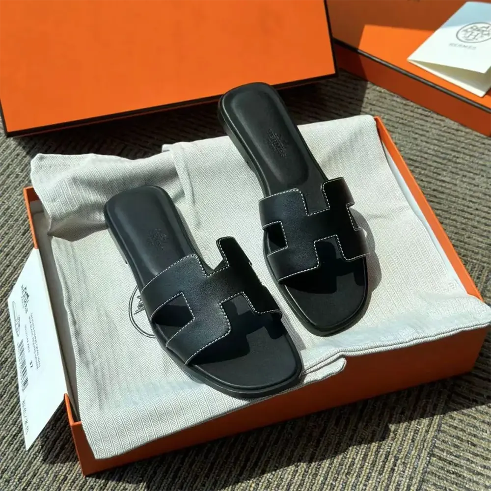 Hermes Women Oran Sandal-Black H021056Zv01380 - image 4