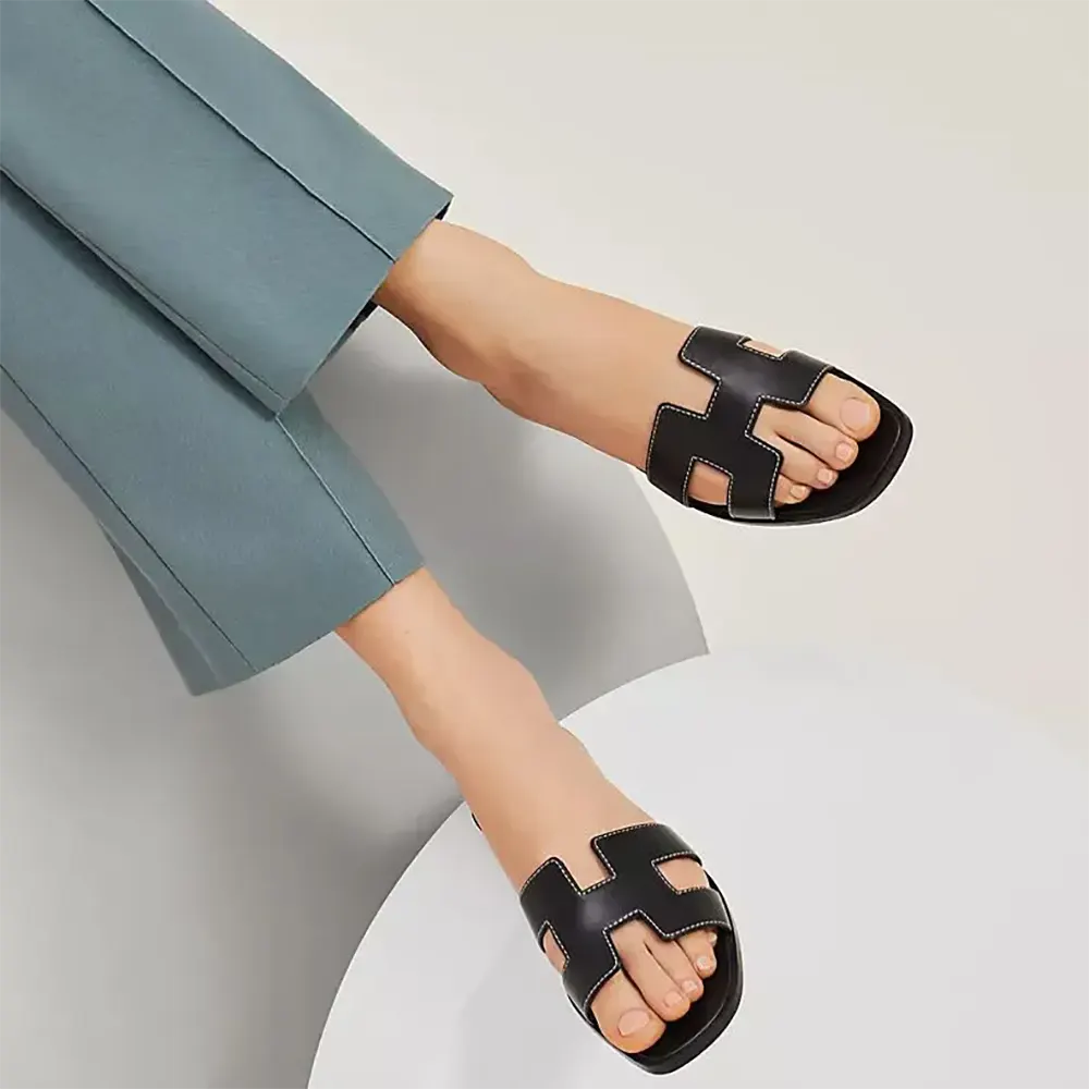 Hermes Women Oran Sandal-Black H021056Zv01380 - image 10