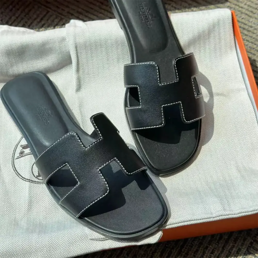 Hermes Women Oran Sandal-Black H021056Zv01380 - image 5