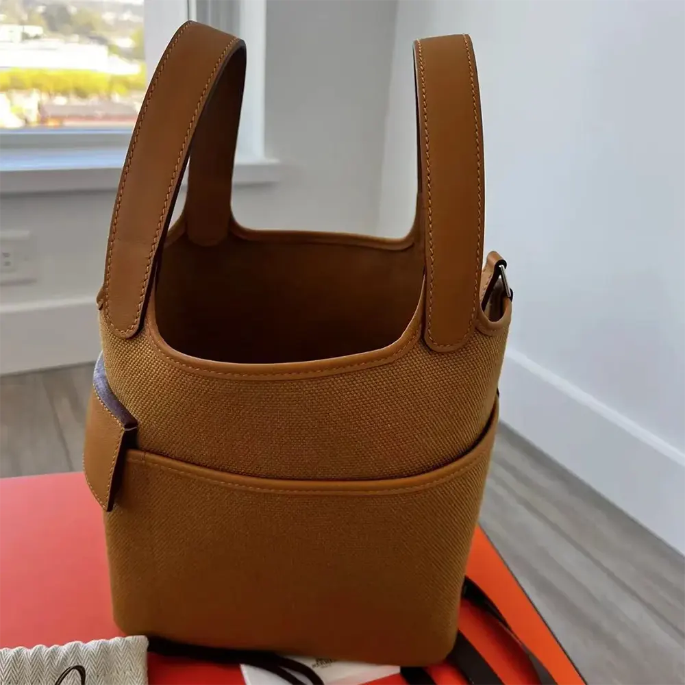Hermes Women Picotin Lock 18 Pockets in Goeran Canvas Leather-Brown - image 7