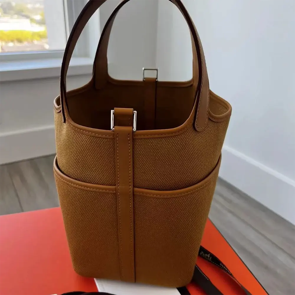 Hermes Women Picotin Lock 18 Pockets in Goeran Canvas Leather-Brown - image 6