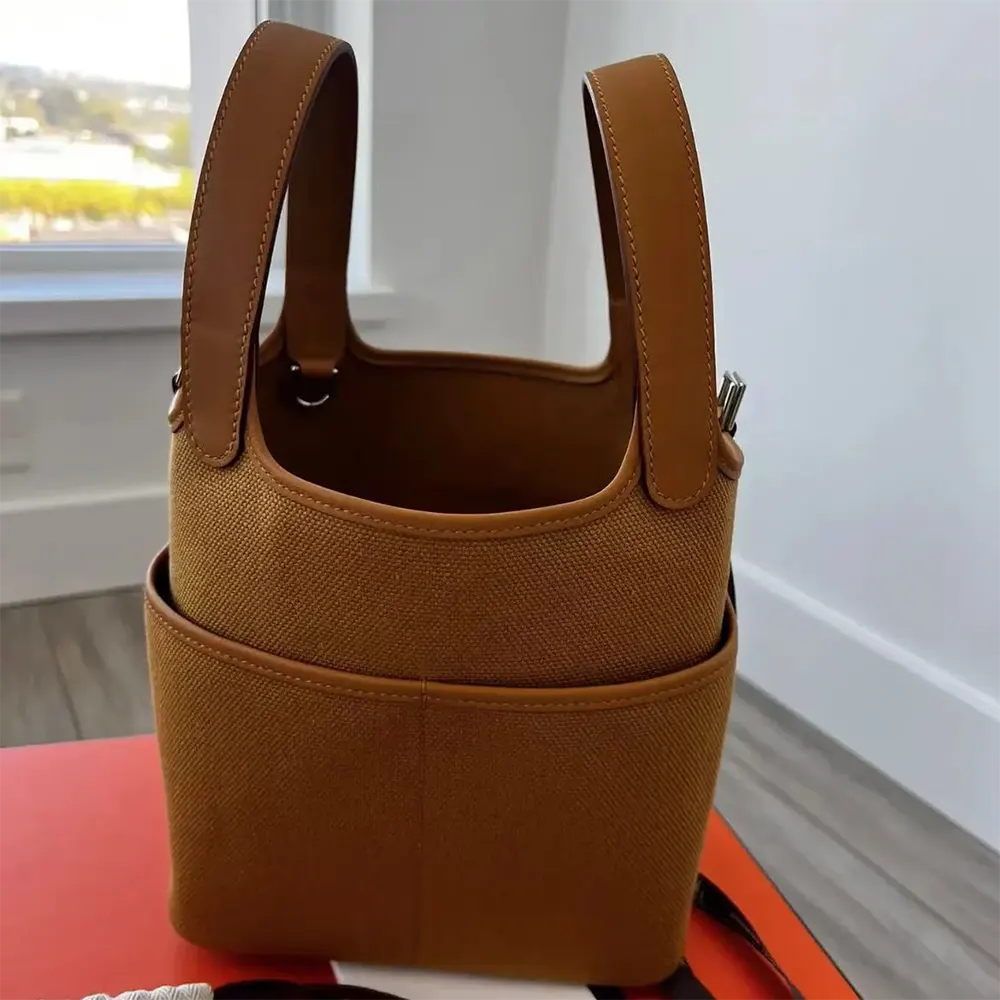 Hermes Women Picotin Lock 18 Pockets in Goeran Canvas Leather-Brown - image 8