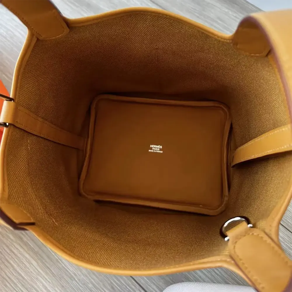 Hermes Women Picotin Lock 18 Pockets in Goeran Canvas Leather-Brown - image 9
