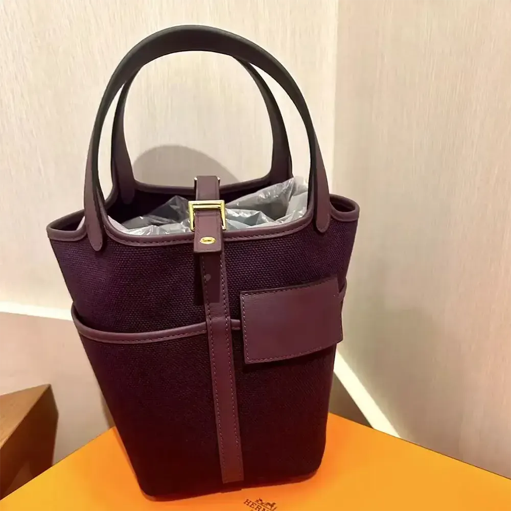 Hermes Women Picotin Lock 18 Pockets in Goeran Canvas Leather-Purple - image 6