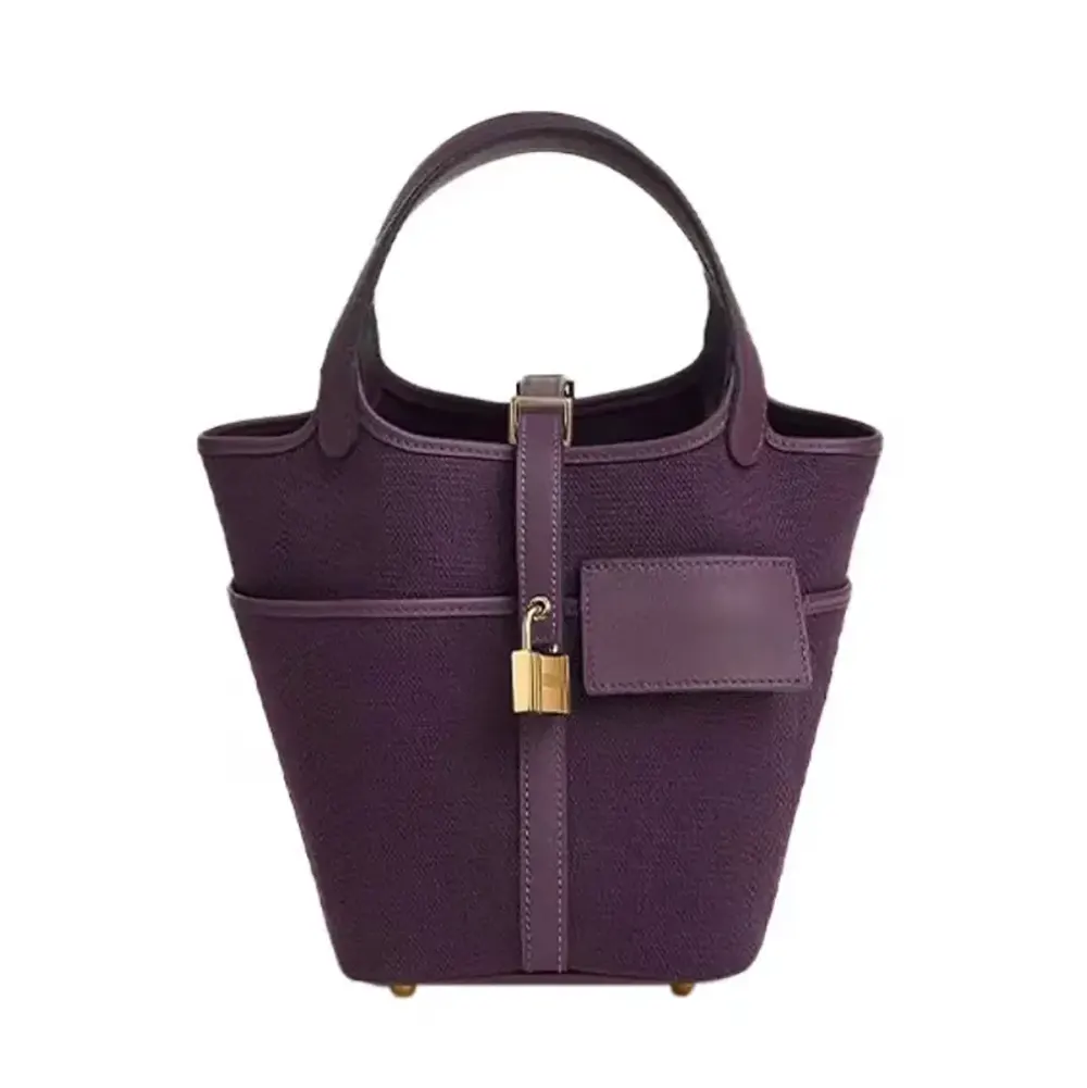 Front view of Hermes Women Picotin Lock 18 Pockets Purple handbag