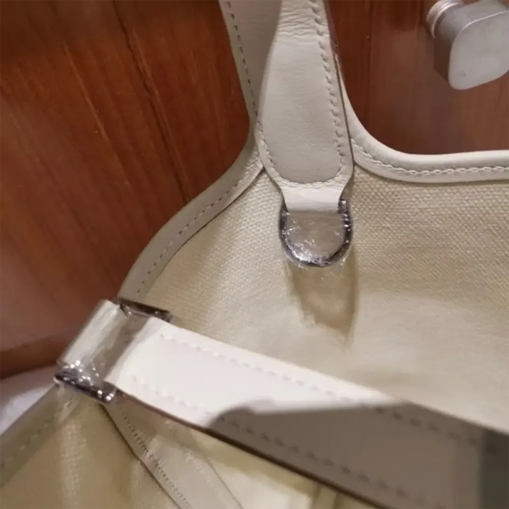 Hermes Women Picotin Lock 18 Pockets in Goeran Canvas Leather-White - image 9