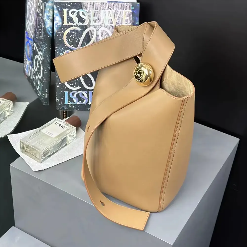 Loewe Unisex Medium Pebble Bucket Bag in Mellow Calfskin-Brown - image 5