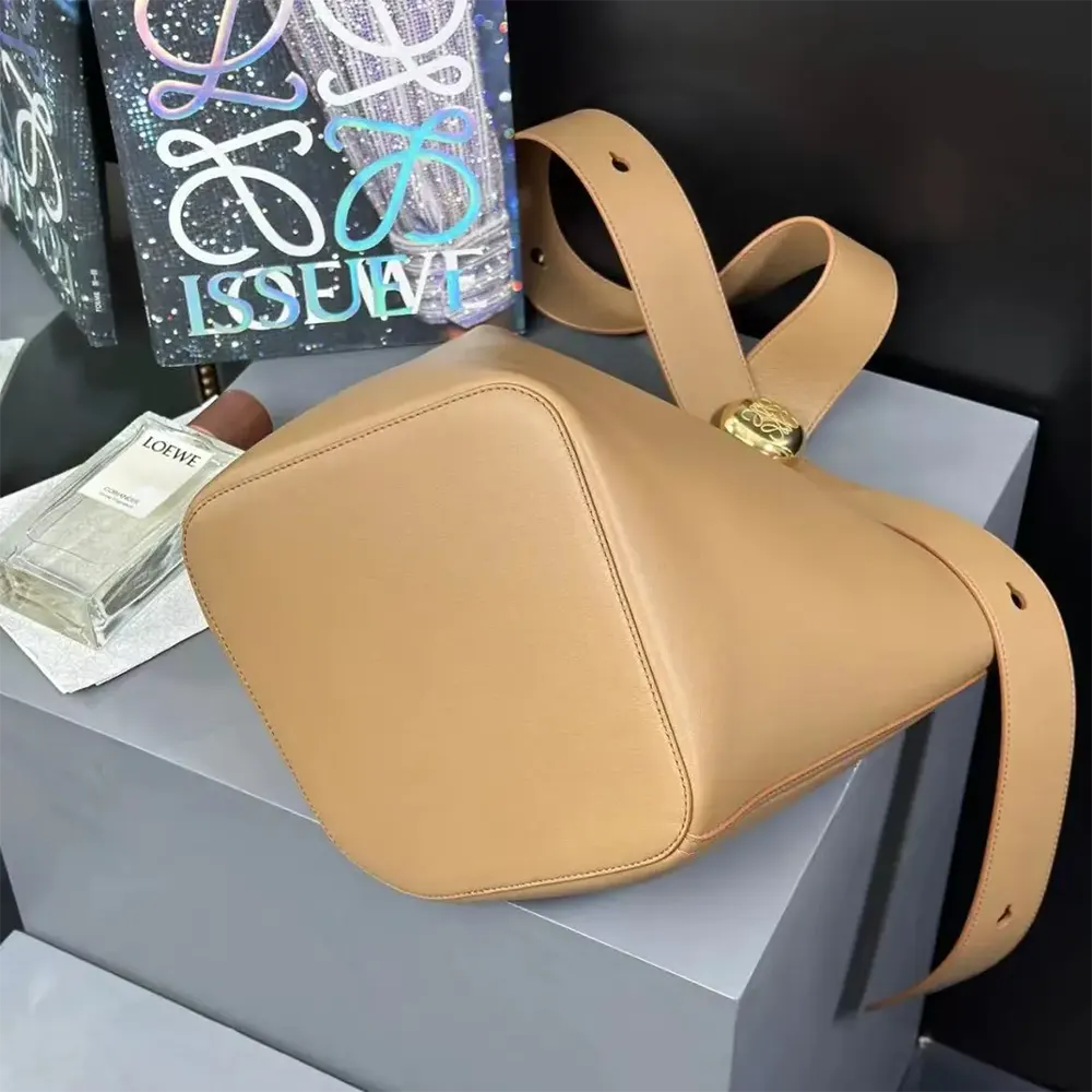 Loewe Unisex Medium Pebble Bucket Bag in Mellow Calfskin-Brown - image 6
