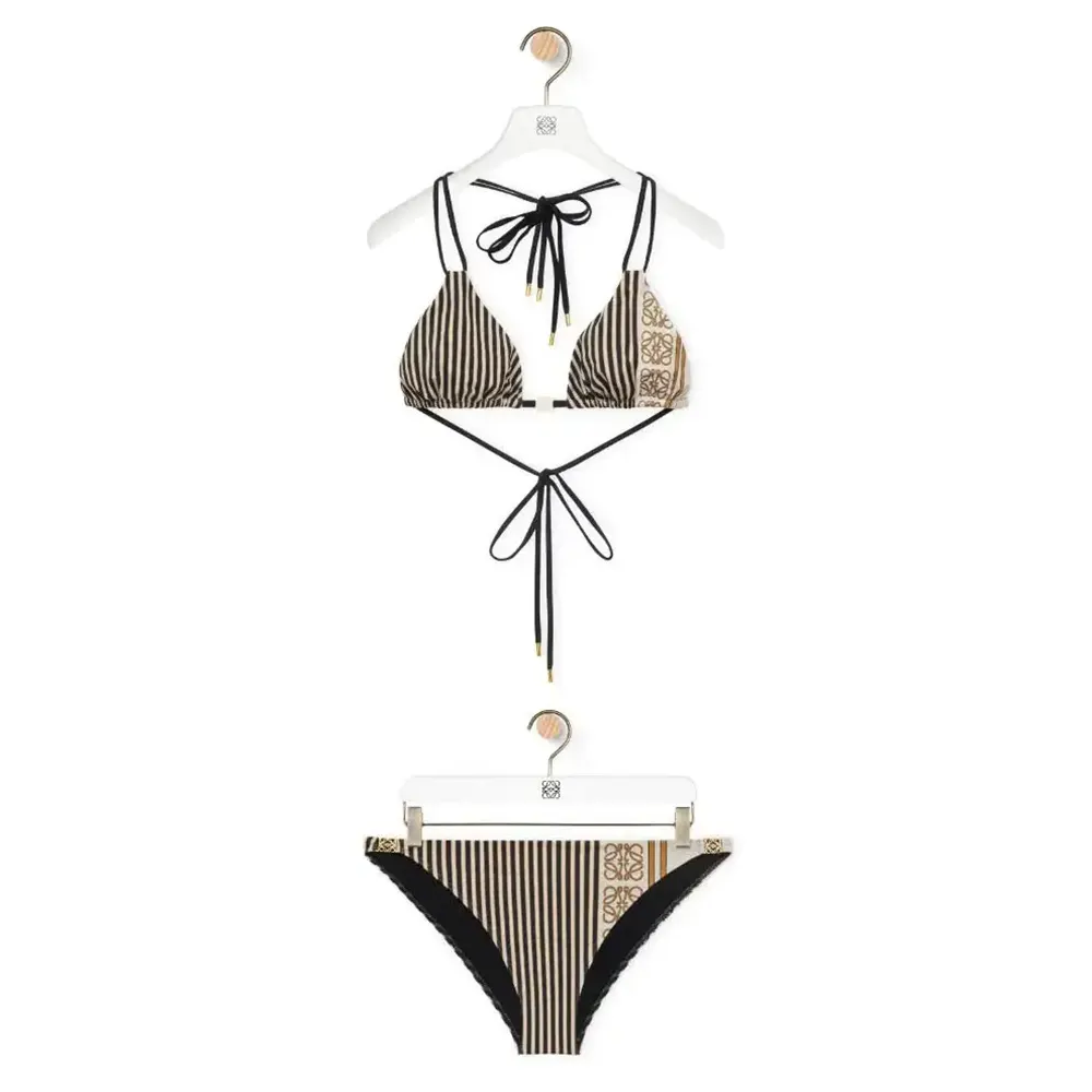 Front view of Loewe Women Bikini Top in Technical Jersey black