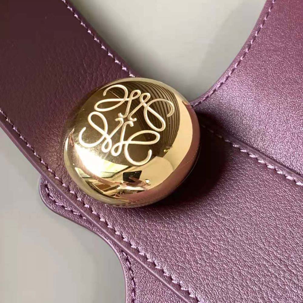 Loewe Unisex Mini Pebble Bucket Bag in Mellow Calfskin-Maroon - image 6