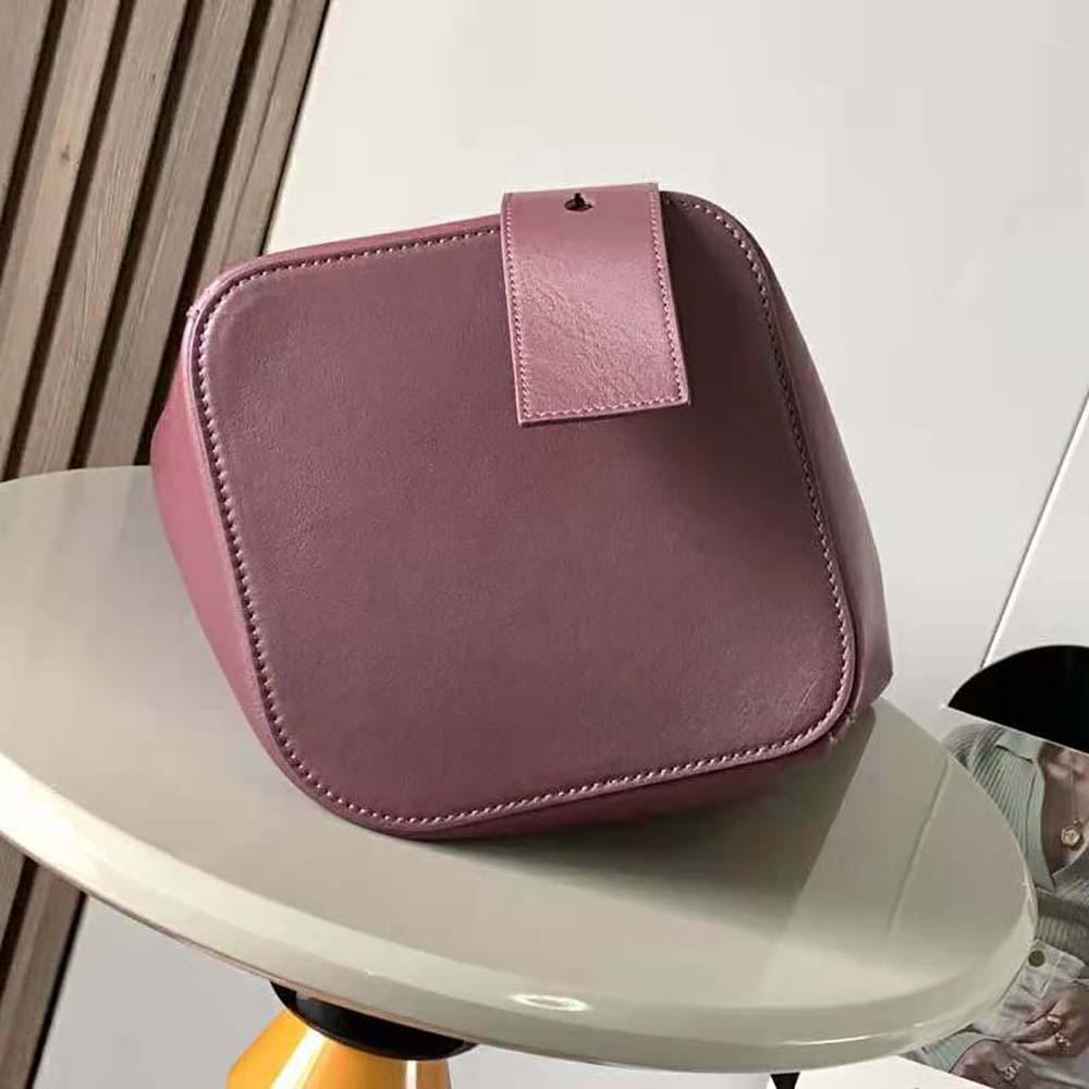 Loewe Unisex Mini Pebble Bucket Bag in Mellow Calfskin-Maroon - image 5