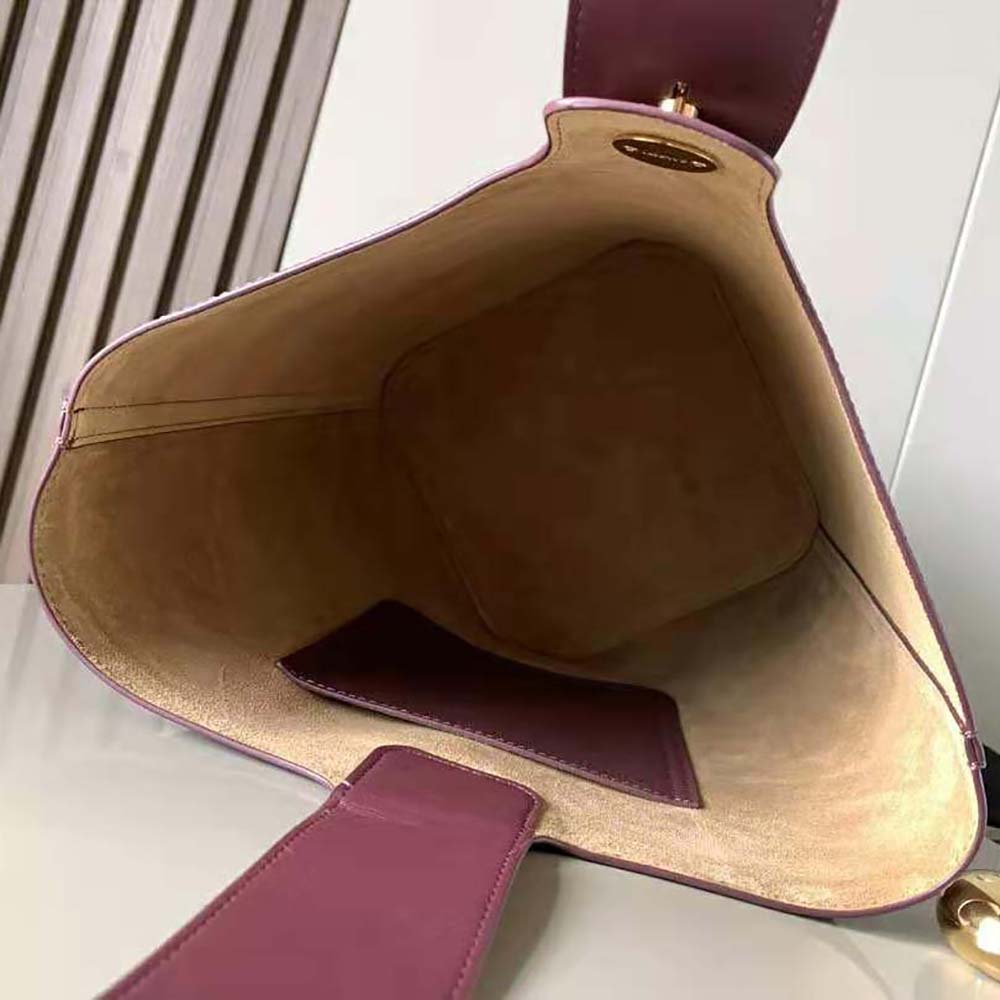 Loewe Unisex Mini Pebble Bucket Bag in Mellow Calfskin-Maroon - image 9