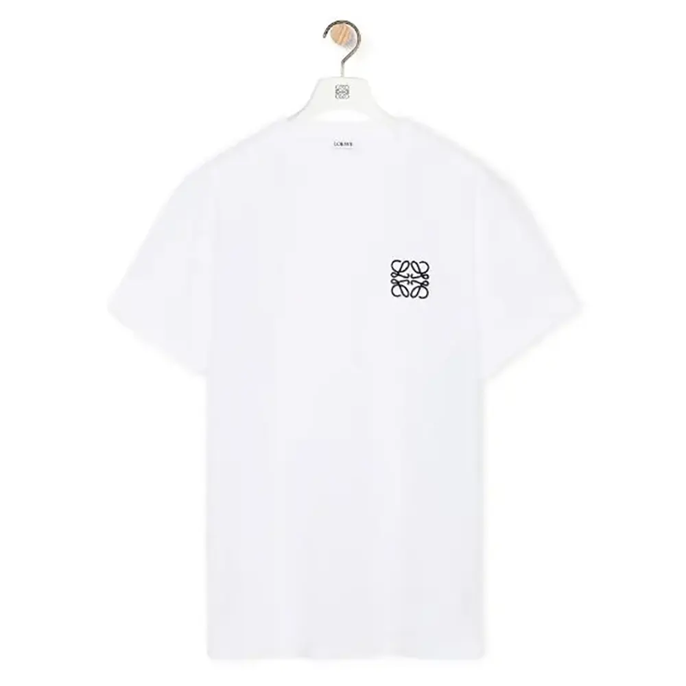 Front view of Loewe Men Regular Fit T-shirt in Cotton-White