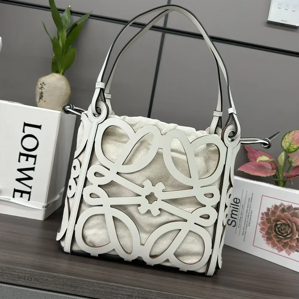 Close-up of signature Anagram cut-out detail on Loewe Small Tote