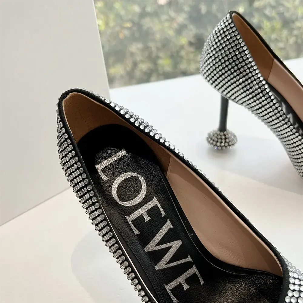 Loewe Women Toy Pump in Suede and Allover Rhinestones-Black - image 10