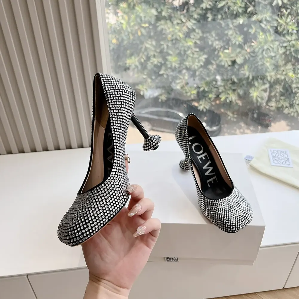 Loewe Women Toy Pump in Suede and Allover Rhinestones-Black - image 6