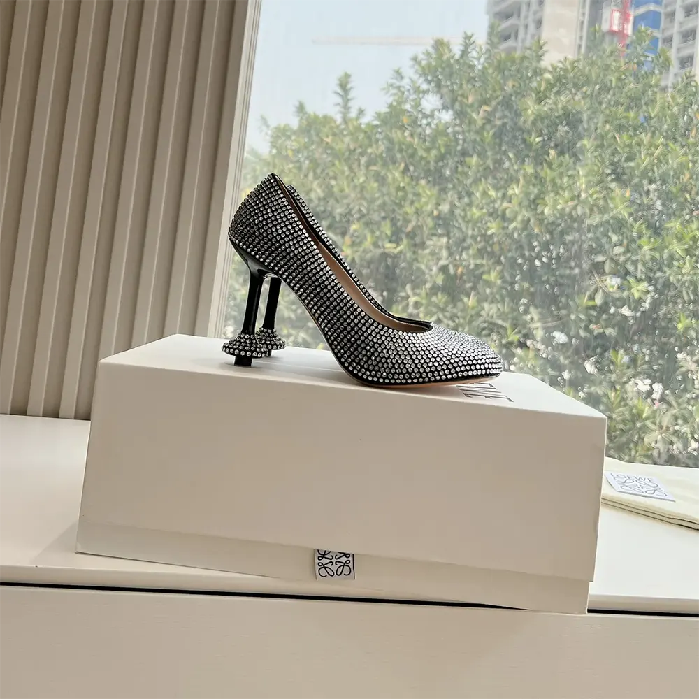 Loewe Women Toy Pump in Suede and Allover Rhinestones-Black - image 7