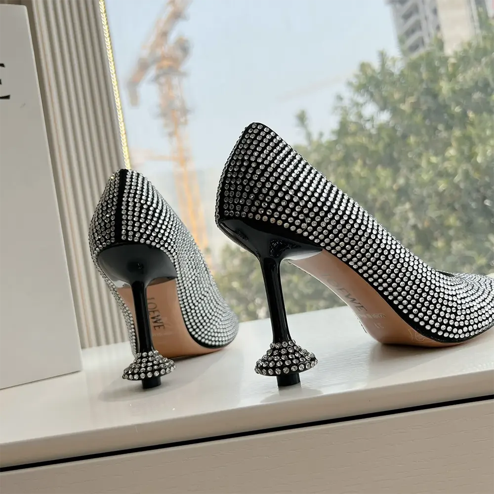 Loewe Women Toy Pump in Suede and Allover Rhinestones-Black - image 8
