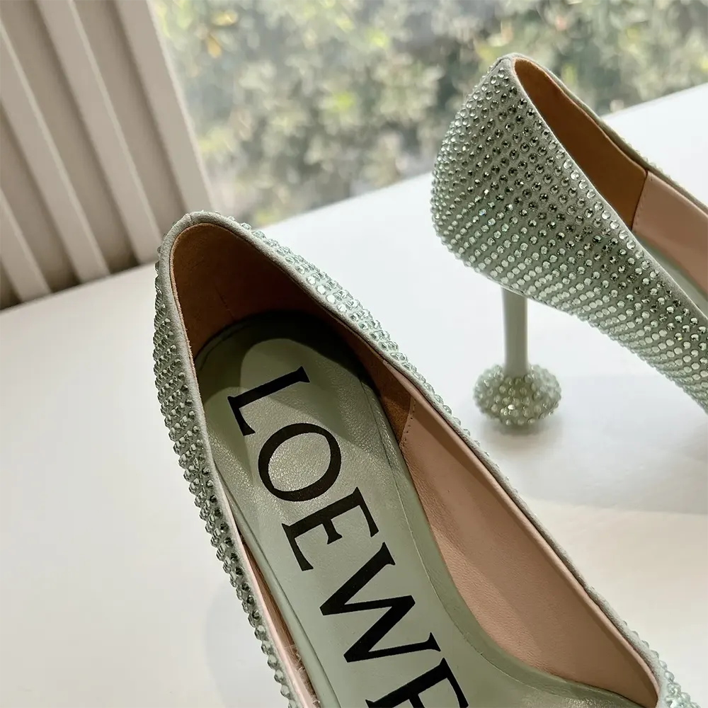 Loewe Women Toy Pump in Suede and Allover Rhinestones-Lime - image 9