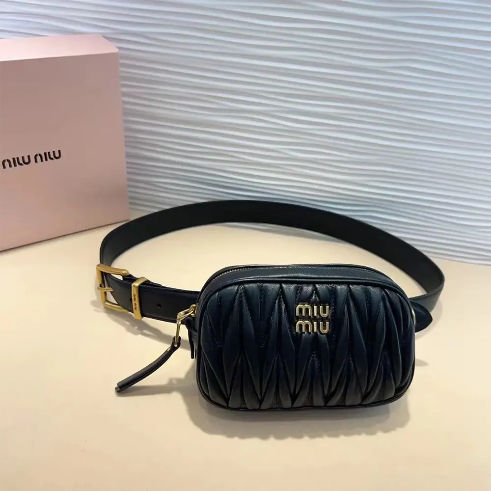Miu Miu Women Belt with Matelassé Pouch-Black - image 5