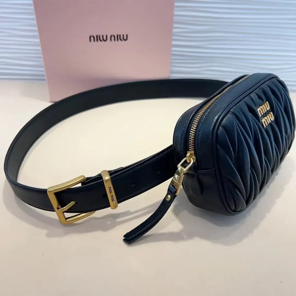Miu Miu Women Belt with Matelassé Pouch-Black - image 7